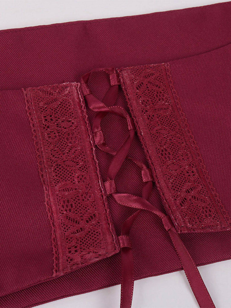 1940s Punk Gothic Puff Sleeve Ruffled Dress