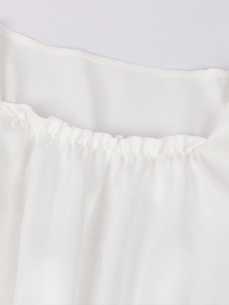 1940s Punk Gothic Puff Sleeve Ruffled Dress