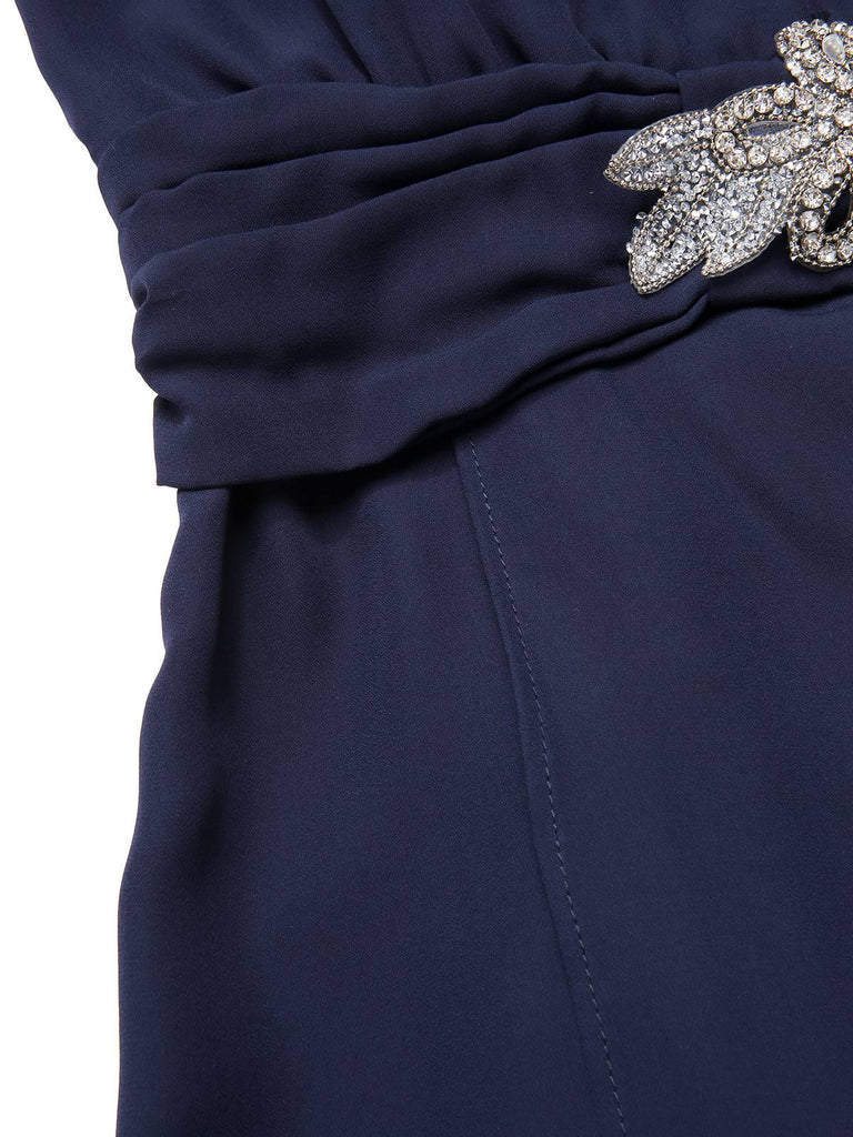 Blue 1920s Lace Patchwork Rhinestone Dress