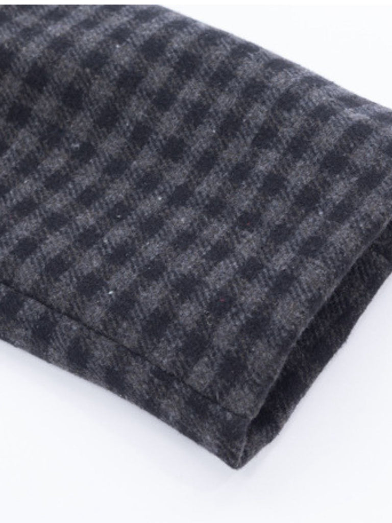 Gray 1950s Halloween Wednesday Plaid Faux-Wool Cape Coat