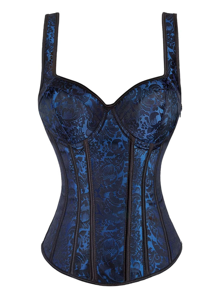 1980s Gothic Jacquard Sweetheart Neck Lace-Up Corset