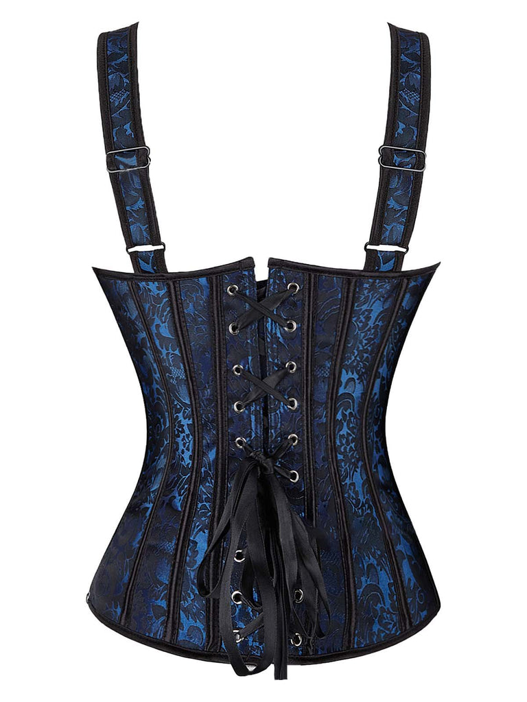 1980s Gothic Jacquard Sweetheart Neck Lace-Up Corset