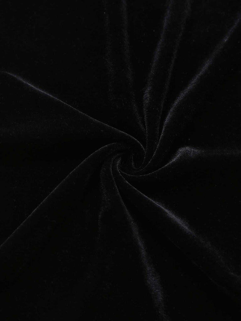 Black 1960s Bat Neckline Velvet Slit Dress