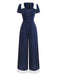 1930s Blue Striped Lapel Jumpsuit