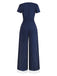 1930s Blue Striped Lapel Jumpsuit