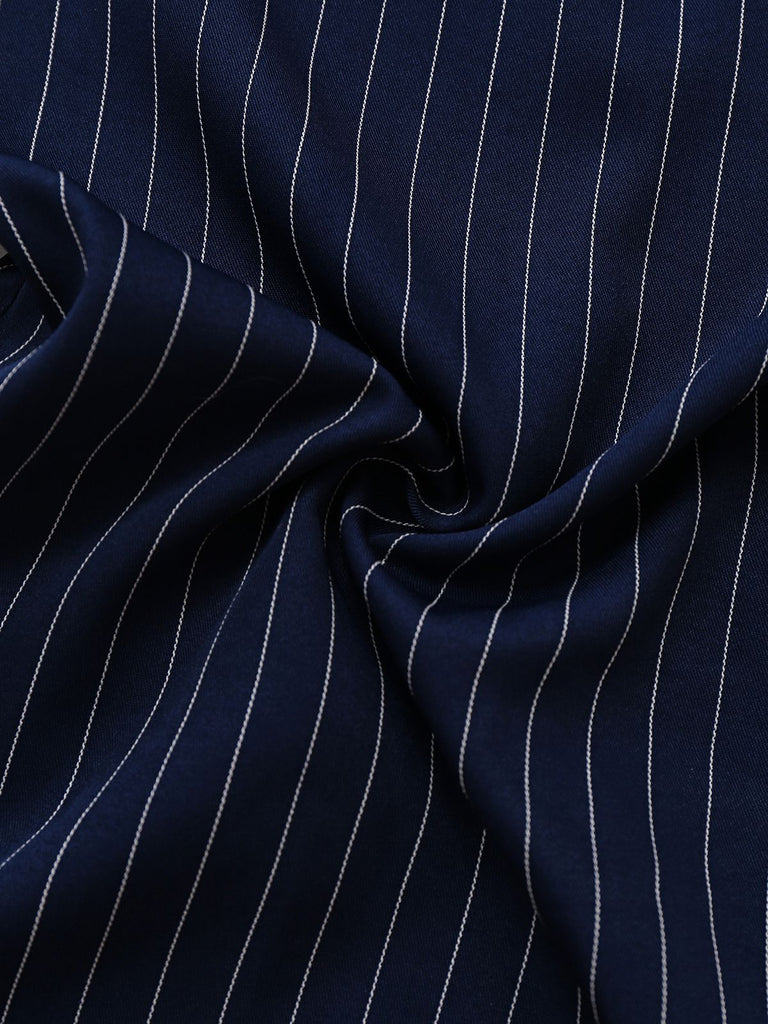 1930s Blue Striped Lapel Jumpsuit