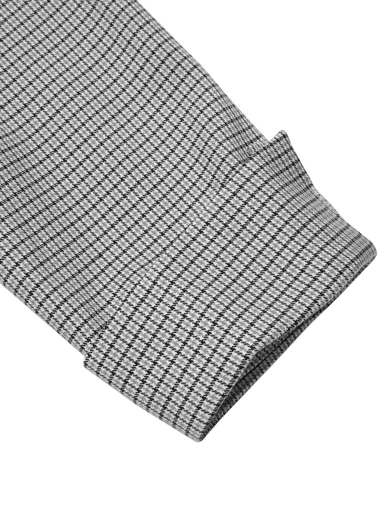 1950s Houndstooth Detachable Bow Collar Dress