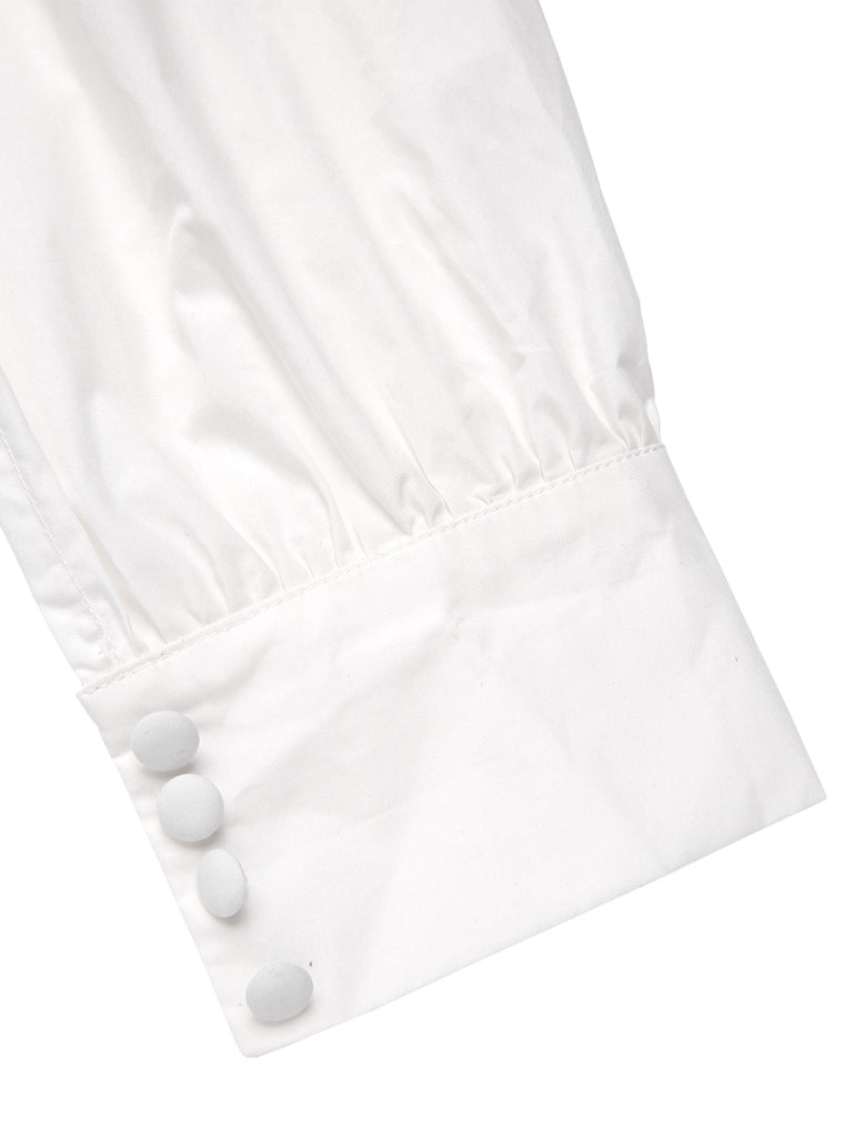 2PCS Gray 1950s Plaid Ruffled Dress & Cotton Blouse