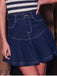 Dark Blue 1960s Ruffled Denim Skirt