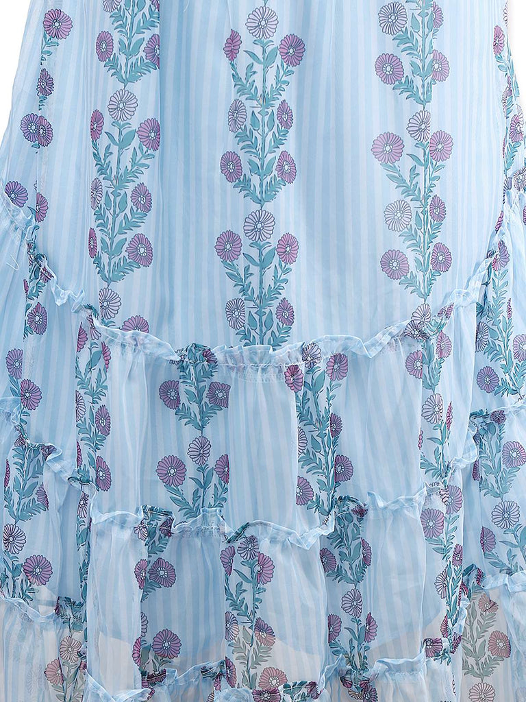 1940s Daisy Mesh Patchwork Smocked Dress