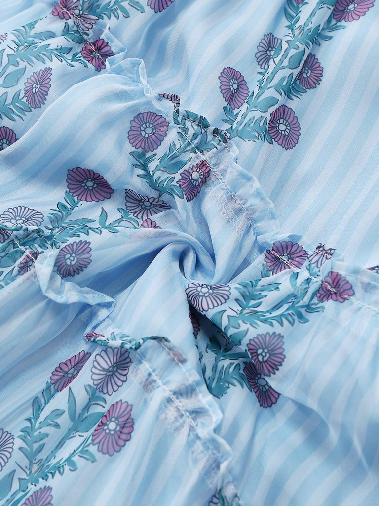 1940s Daisy Mesh Patchwork Smocked Dress