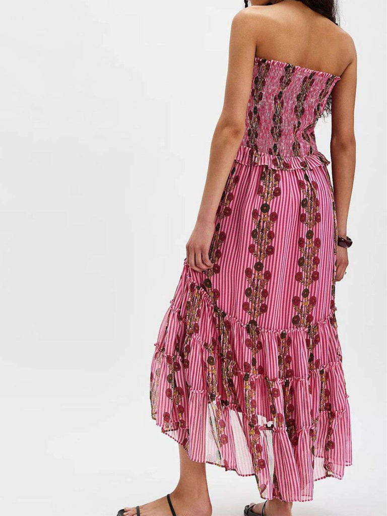 1940s Daisy Mesh Patchwork Smocked Dress