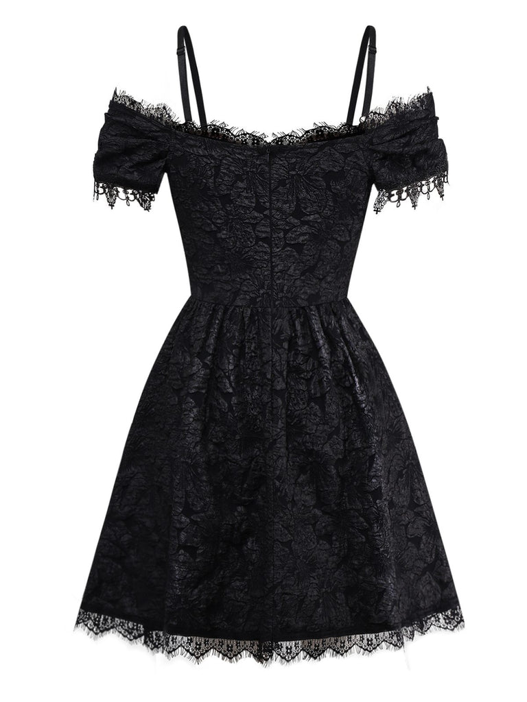 1950s Halloween Spider Web & Cross Textured Dress