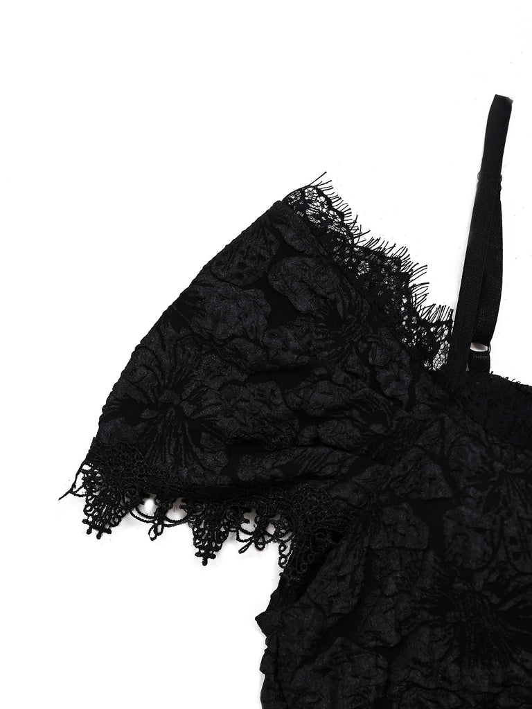 1950s Halloween Spider Web & Cross Textured Dress