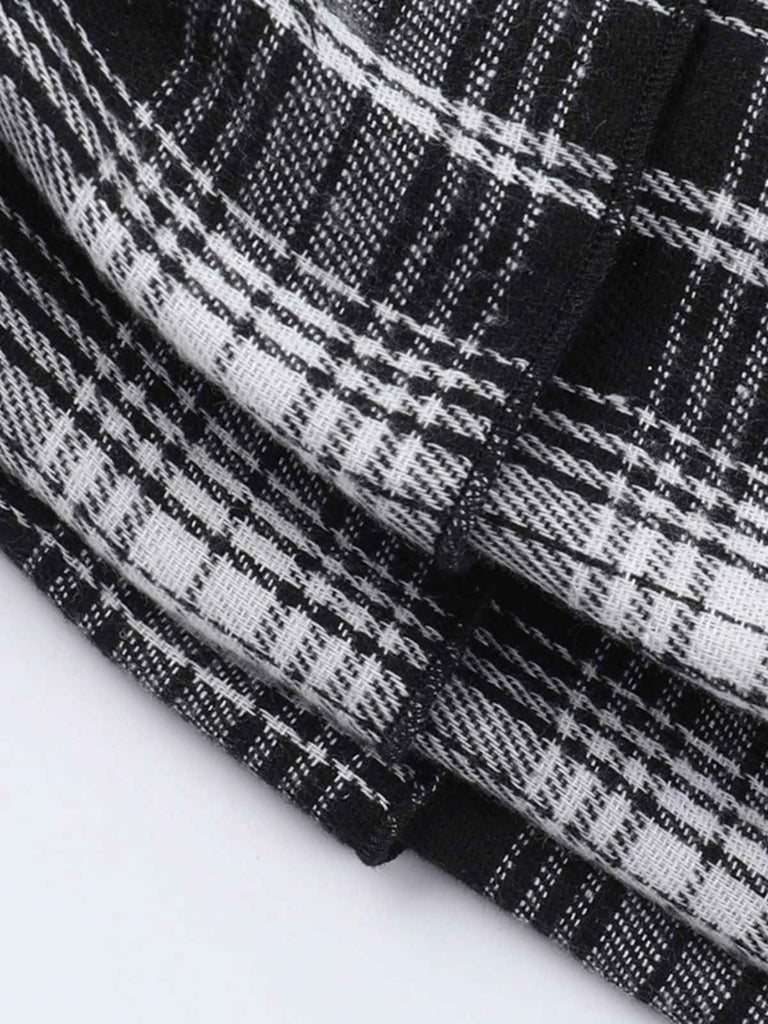 Gray 1980s Steampunk Lace Patchwork Tartan Plaid Skirt