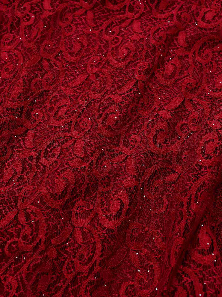 1920s Deep V-Neck Bell Sleeve Lace Mermaid Dress