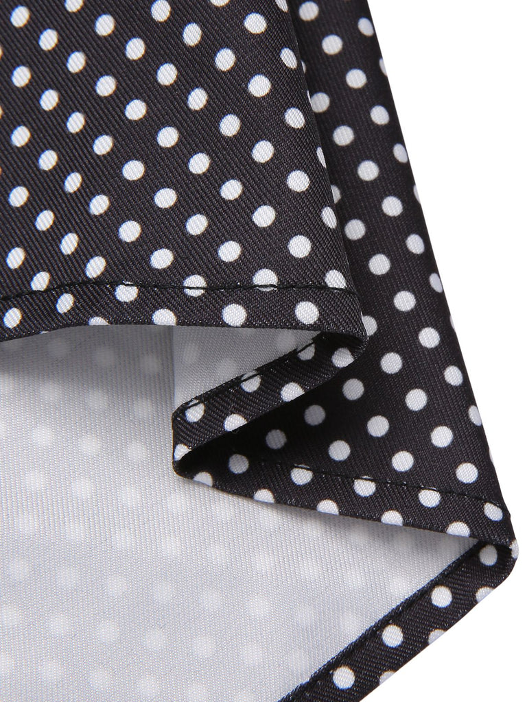 Black 1960s Face Print Polka Dot Dress