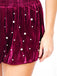 Red 1950s 3D Pearl Embellished Velvet Shorts