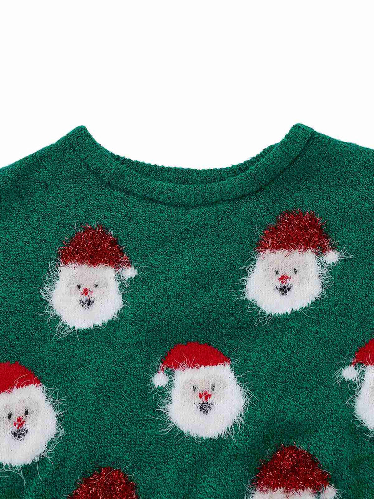 Green 1960s Christmas Santa Claus Sweater Dress