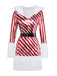 Red 1960s Candy Cane Stripe Hooded Dress & Leg Warmers
