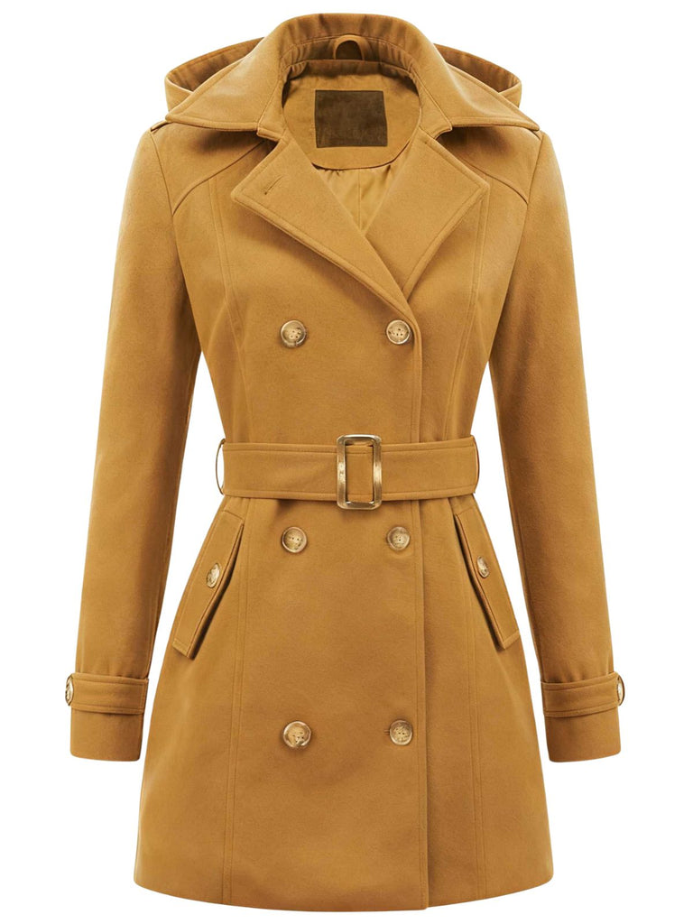 1970s Double-Breasted Faux Wool Hood Coat