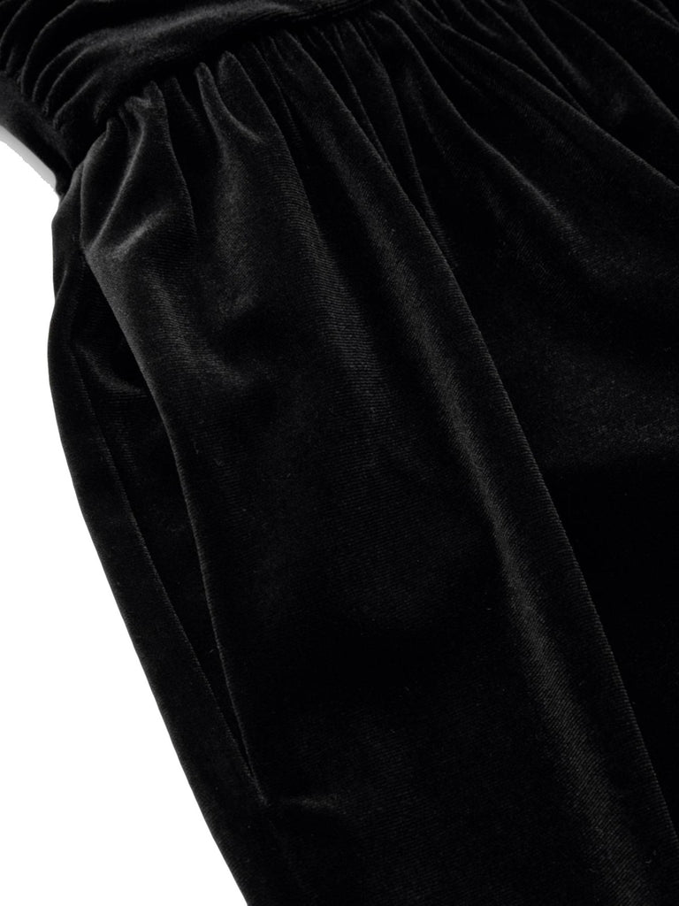 2PCS Black 1950s Mesh Top & Velvet Jumpsuit