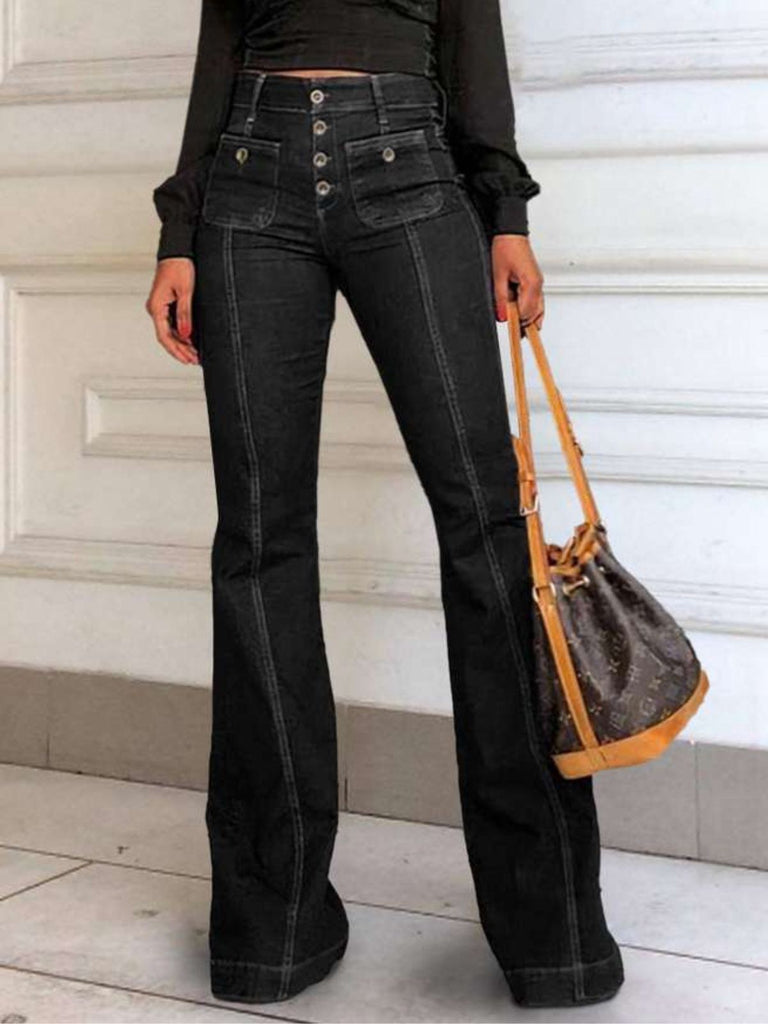 1950s Denim Flared Long Pockets Jeans