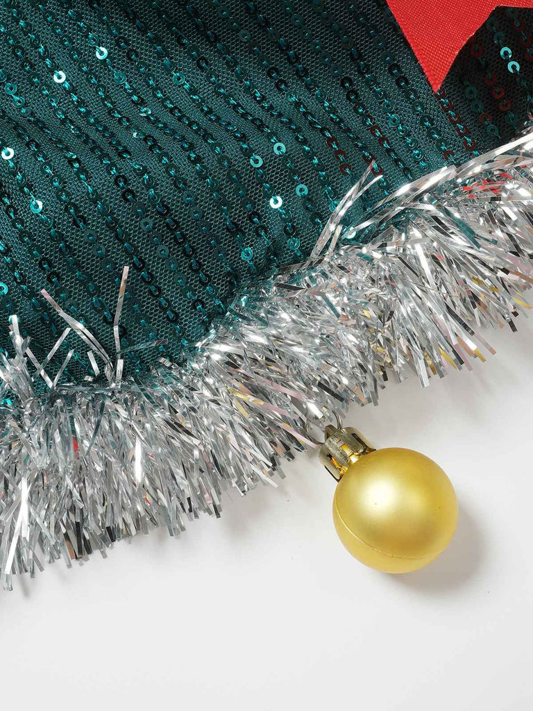 Green 1960s Bow & Christmas Bell Sequin Dress