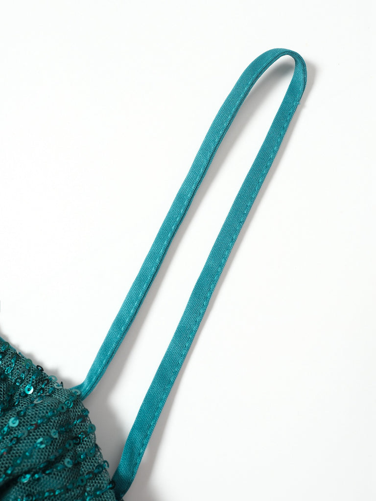 Green 1960s Bow & Christmas Bell Sequin Dress