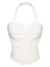 White 1950s Solid Pleated Halter Top