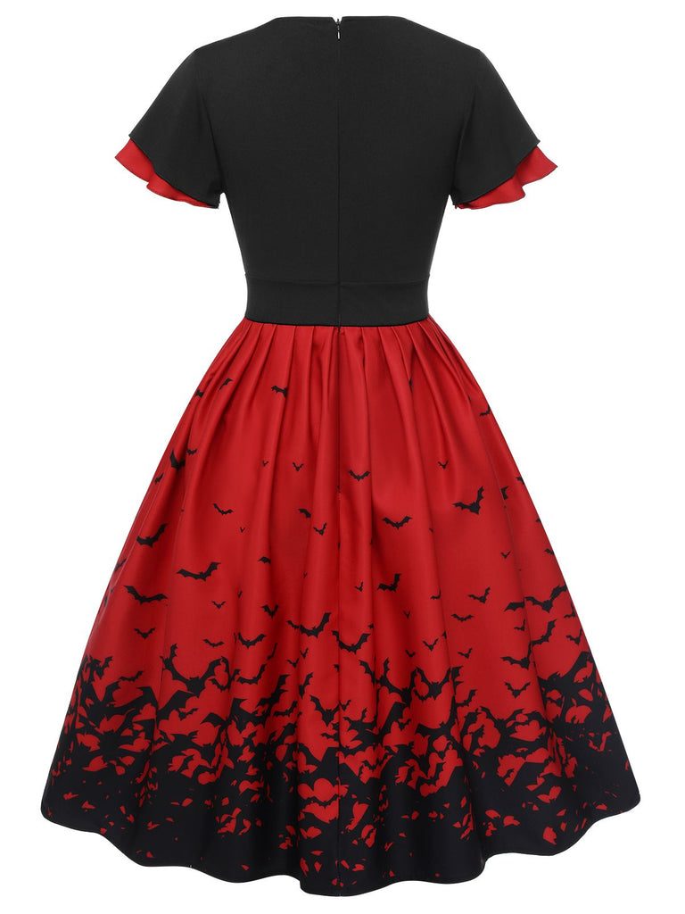 1950s Halloween Flounce Sleeve Swing Dress
