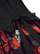 Black 1950s Halloween Skull Rose Sleeveless Dress