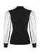 1960s Solid Half Turtleneck Puff Sleeve Knitted Top
