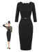 Black 1960s Solid Boat Neck Wrap Dress