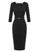 Black 1960s Solid Boat Neck Wrap Dress