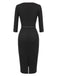 Black 1960s Solid Boat Neck Wrap Dress