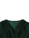 [Plus Size] Dark Green 1950s V-Neck Solid Swing Dress