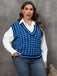 [Plus Size] 1960s Jacquard Contrasting Houndstooth Wool Vest