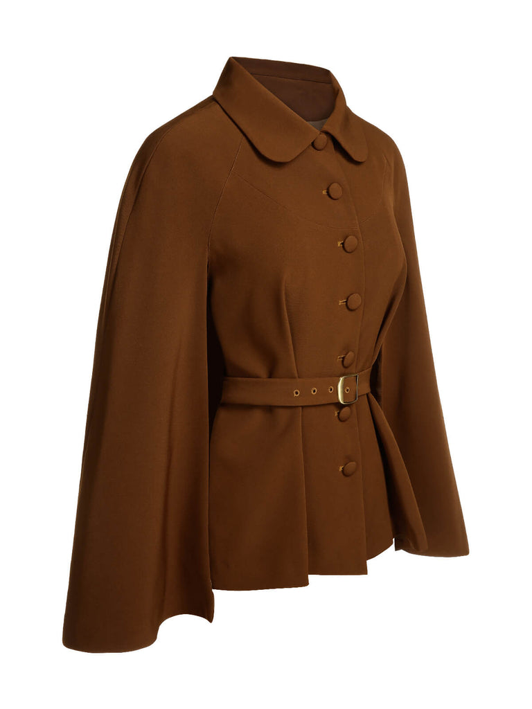 Green 1940s Lapel Cape Coat