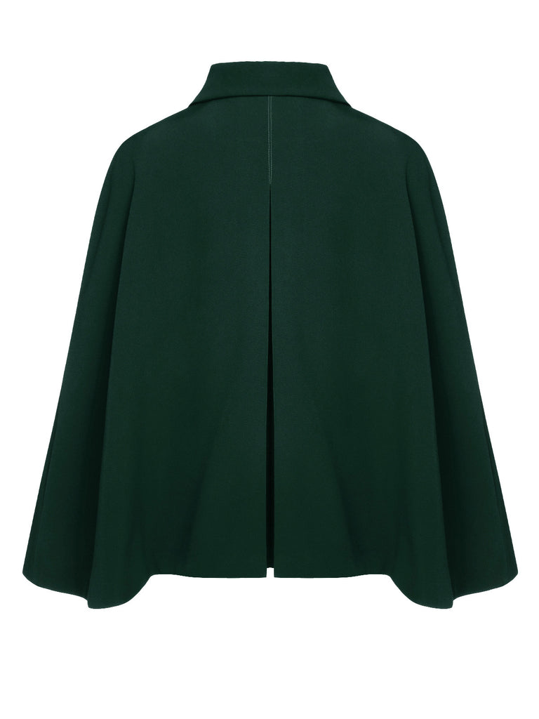 Green 1940s Lapel Cape Coat