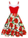 Red 1950s Christmas Poinsettia Shaggy Trimmed Dress