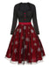 Black&Red 1950s Christmas Snowflake Mesh Dress