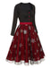 Black&Red 1950s Christmas Snowflake Mesh Dress