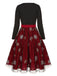 Black&Red 1950s Christmas Snowflake Mesh Dress