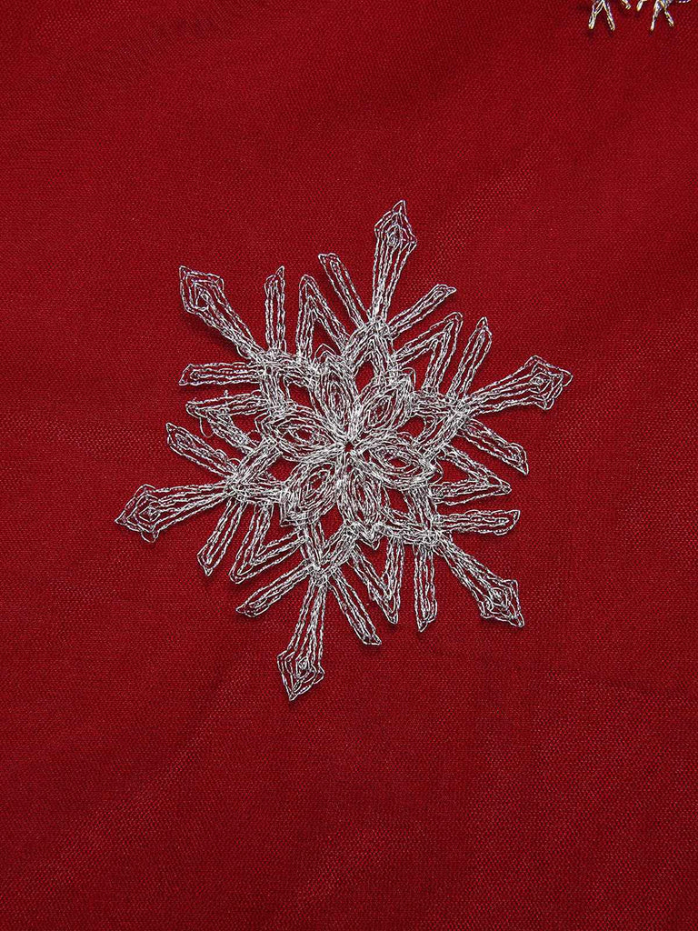 Black&Red 1950s Christmas Snowflake Mesh Dress