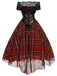 Red 1950s Christmas Plaid Girdle Dress