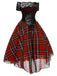 Red 1950s Christmas Plaid Girdle Dress