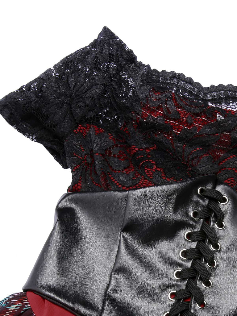 Red 1950s Christmas Plaid Girdle Dress