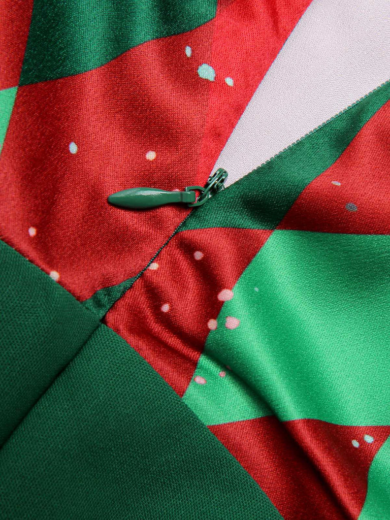 Green 1930s Christmas Plaid Lace Patchwork Jumpsuit