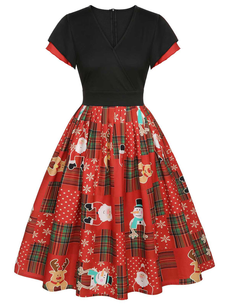 Red 1950s Christmas Plaid Santa Claus Dress